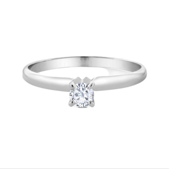 Certified 14K White Gold 0.23ct Diamond Engagement Ring Moissanite Wedding - Picture 2 of 6